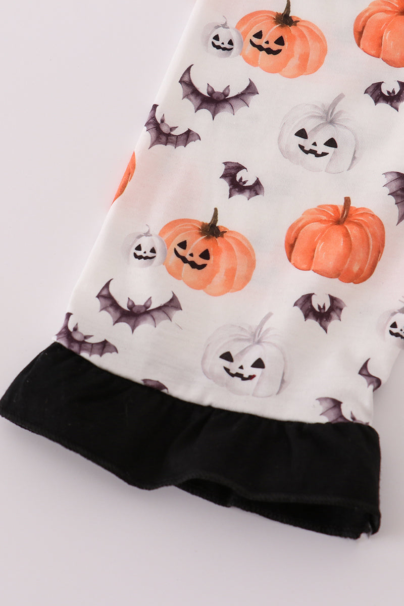 Black pumpkin print pants set