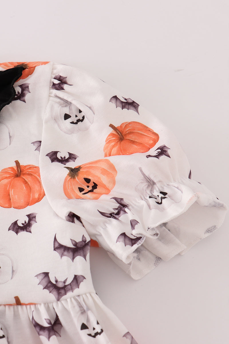 Black pumpkin print pants set