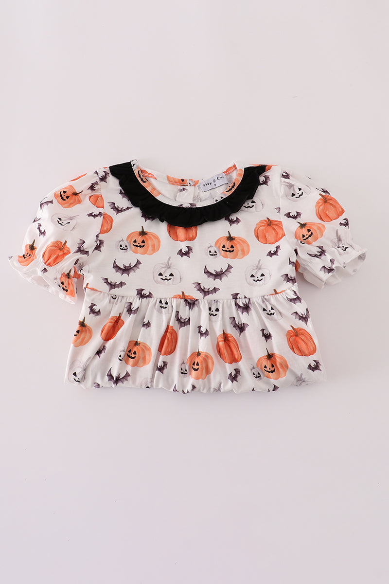 Black pumpkin print pants set