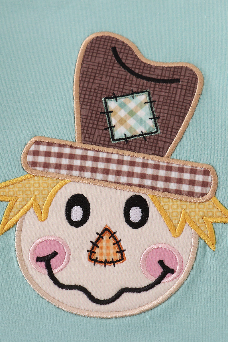 Green scarecrow applique top