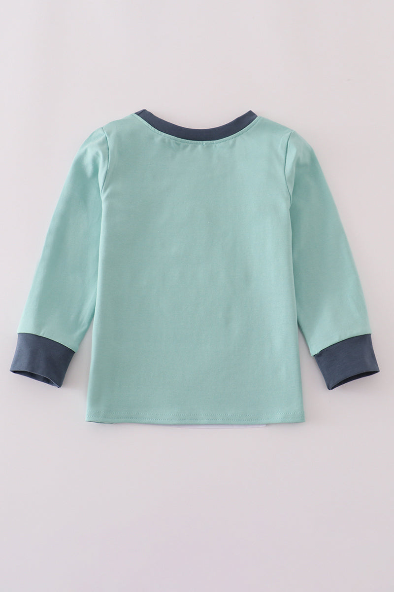 Green scarecrow applique top