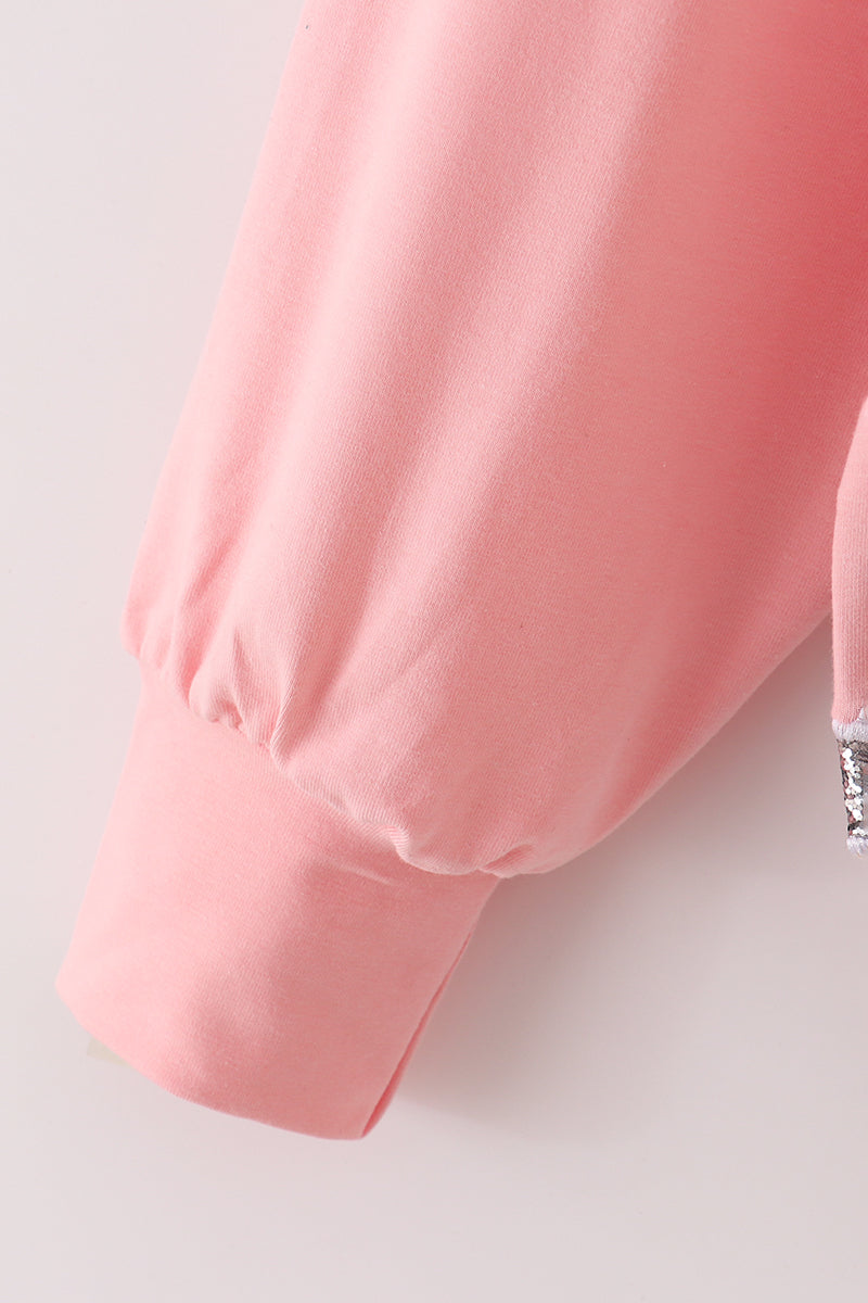 Pink MINI bow glitter mom&me top