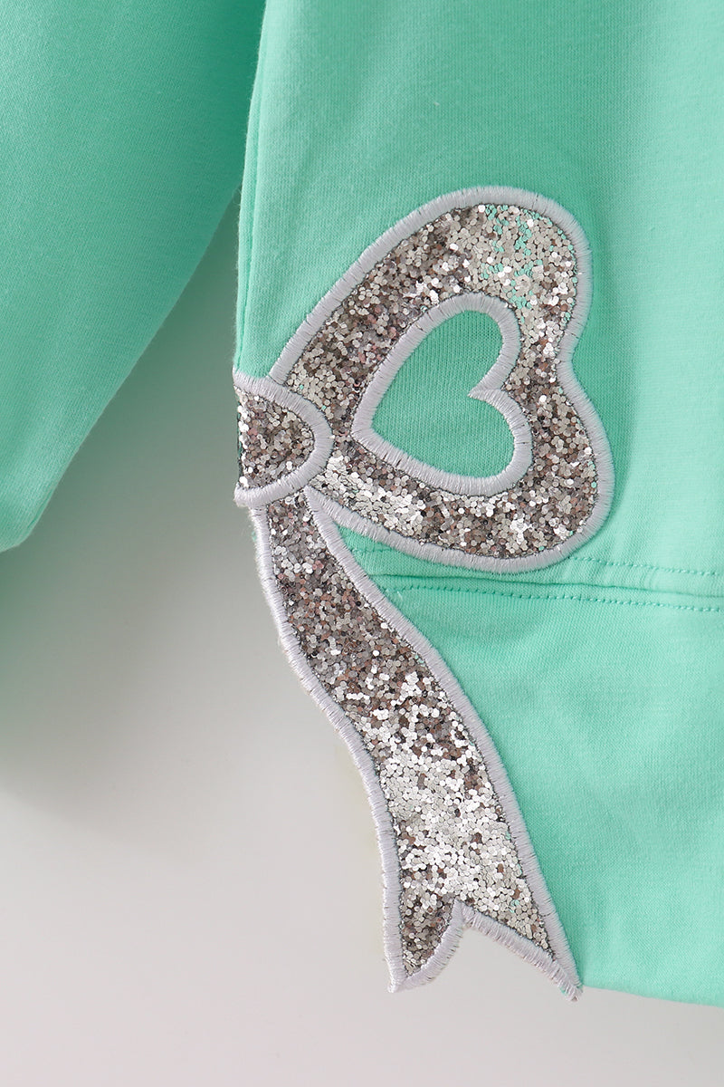 Green MINI bow glitter mom&me top