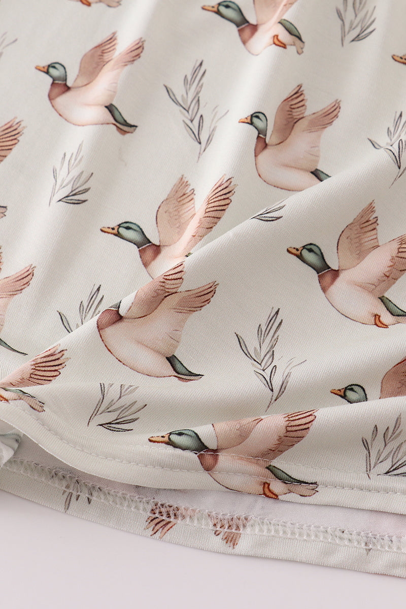 Green duck print bamboo dress