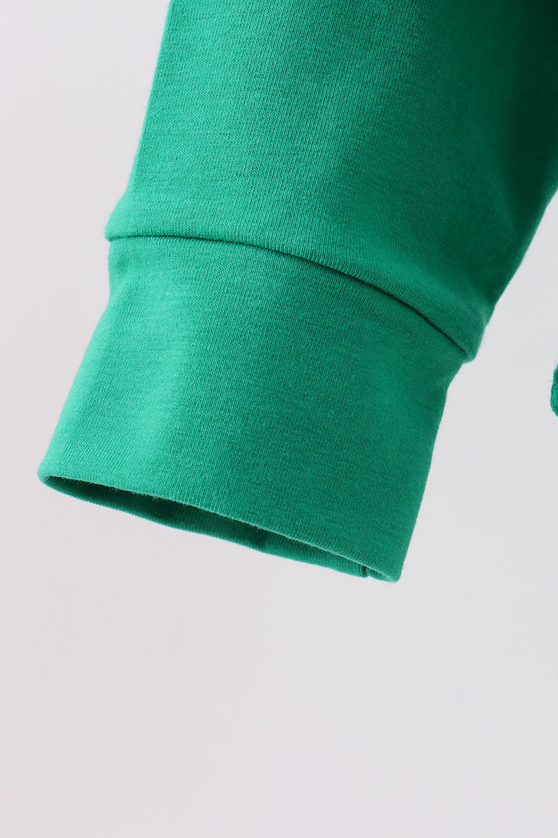 Green gingerbread embroidery ruffle top