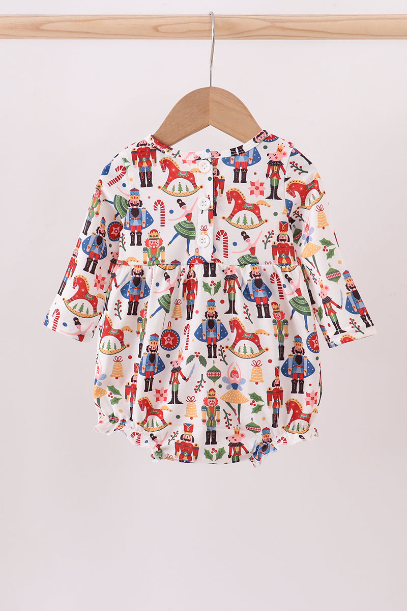Red nutcracker print ruffle buble