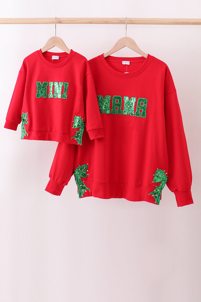 Red MAMA&MINI glitter top