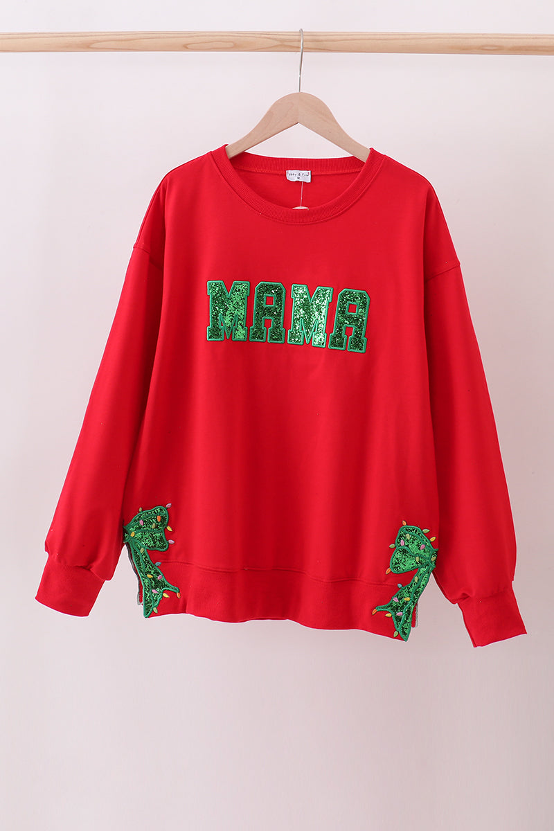 Red MAMA&MINI glitter top