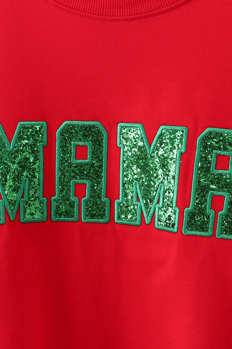 Red MAMA&MINI glitter top