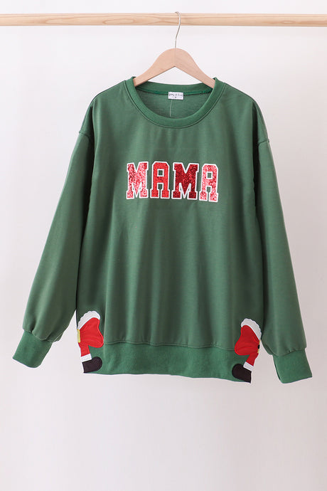 Green christmas MAMA glitter top
