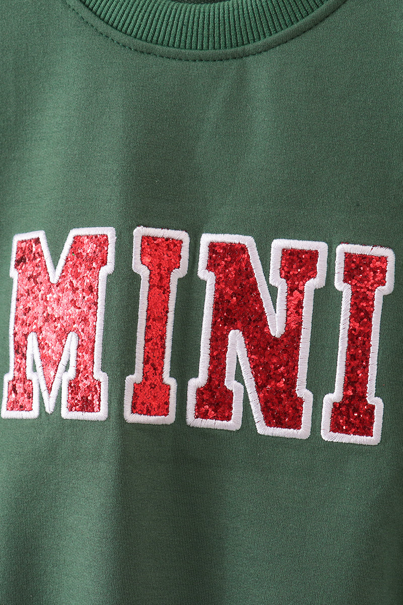 Green christmas MAMA glitter top