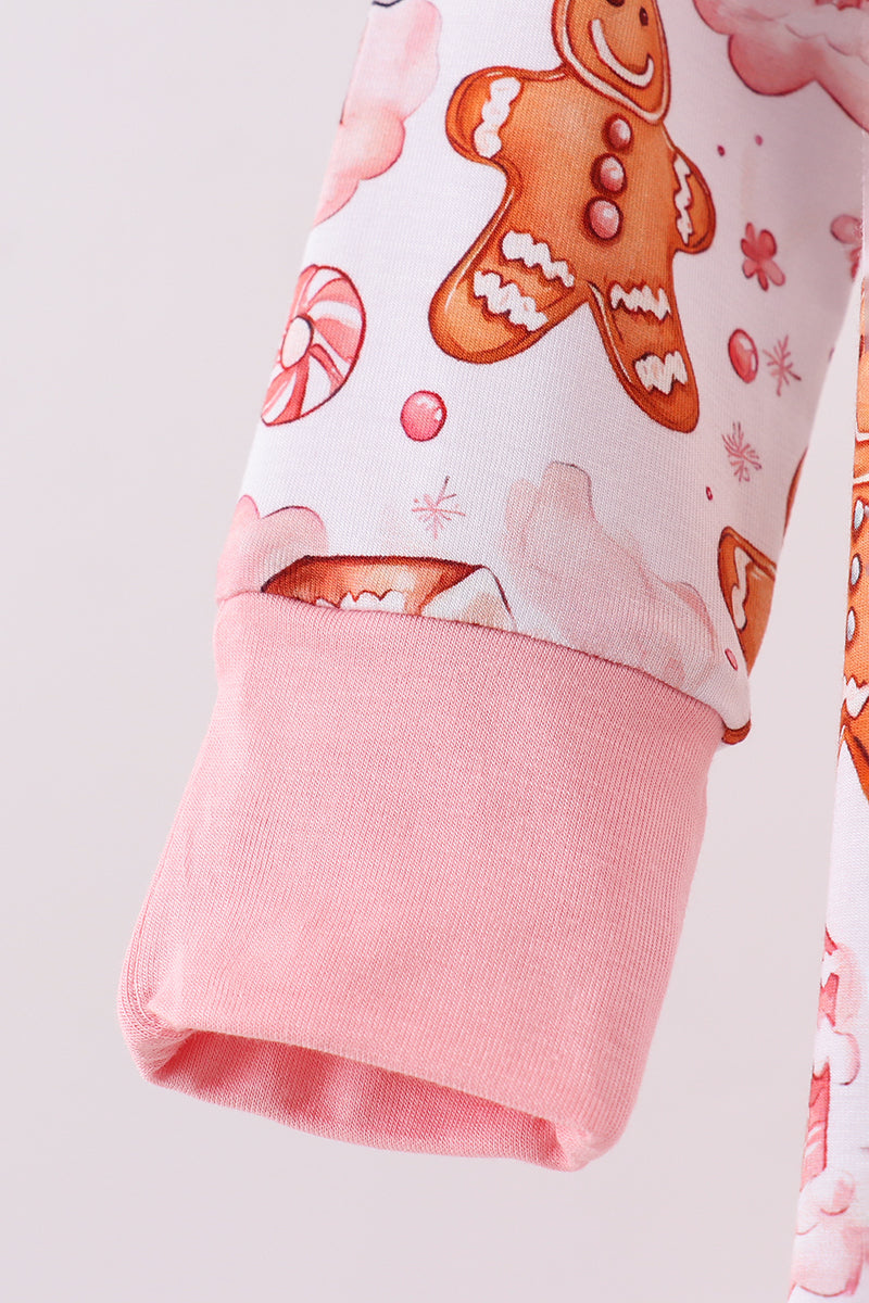 Gingerbread house ruffle bamboo pajmas zipper romper