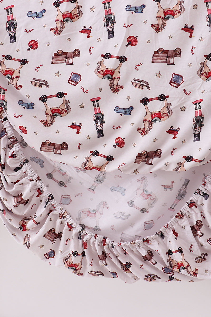 Brown nutcracker bamboo crib sheet