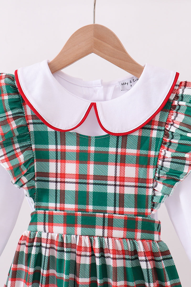 Green plaid ruffle 2pc set