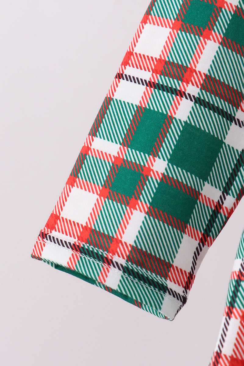 Green plaid ruffle dress