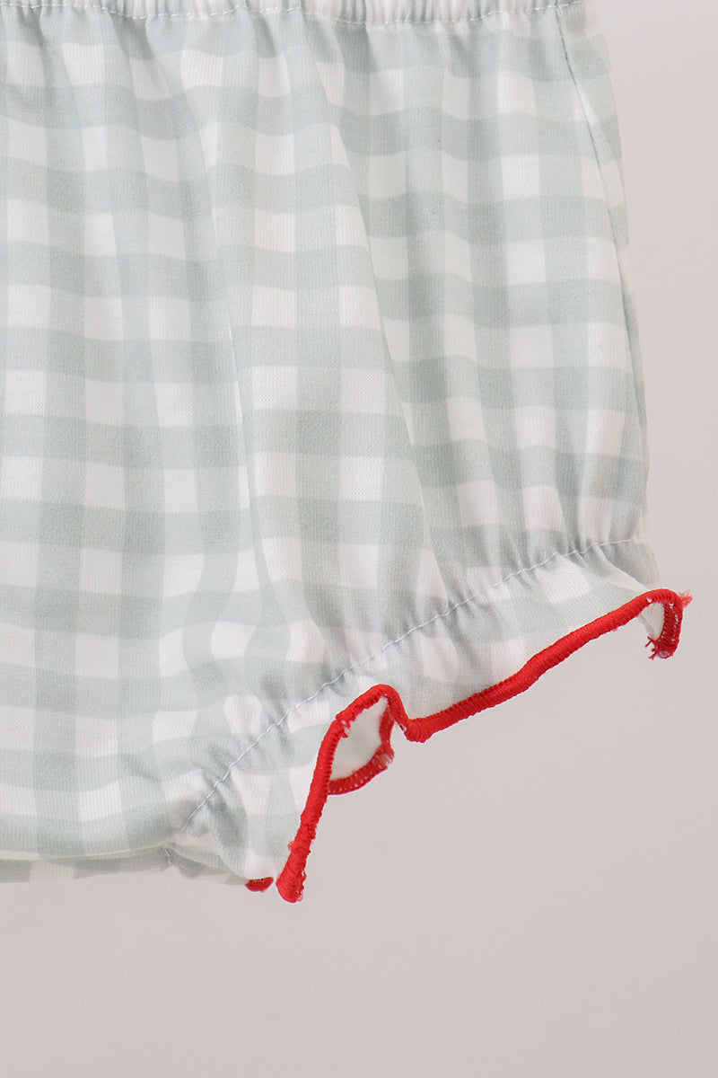 Sage gingham ribbon bow bloomer set