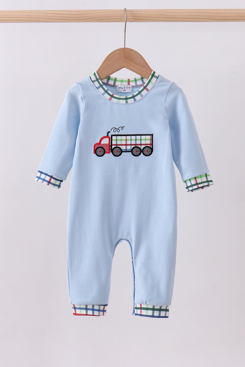 Blue truck applique romper