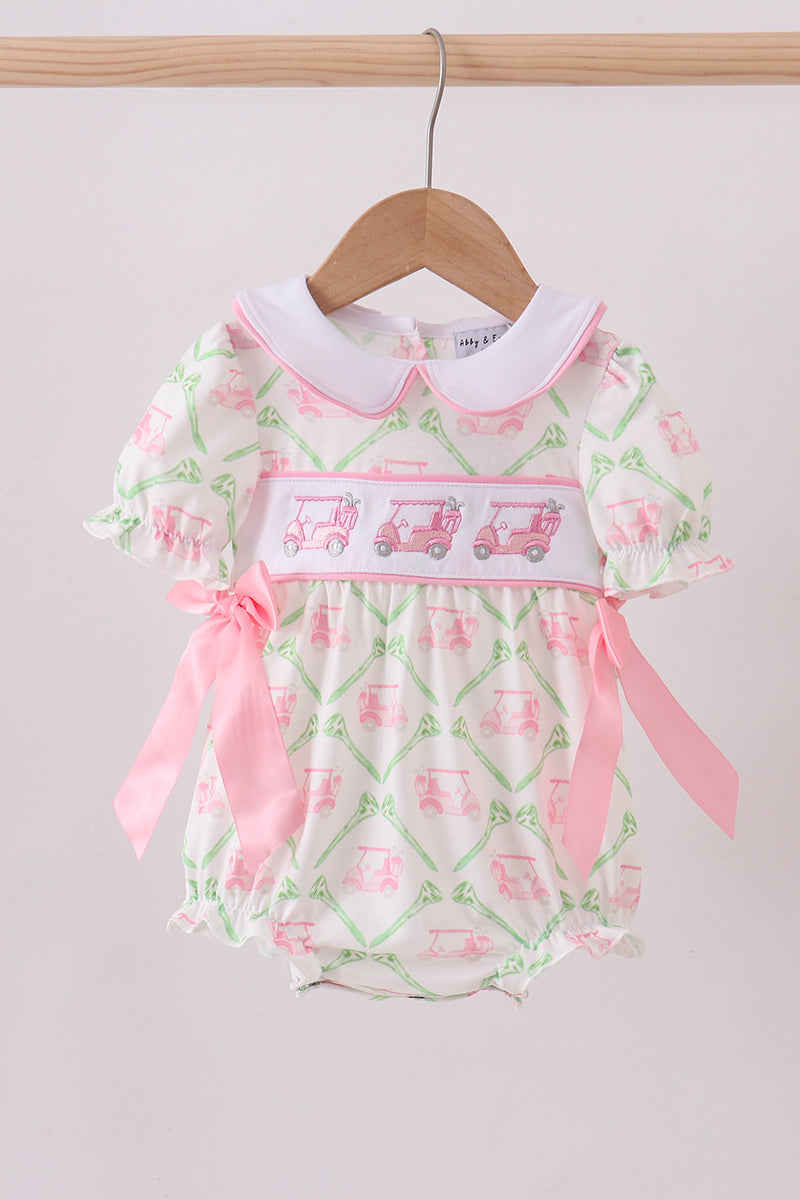 Green golf cart embroidery bubble