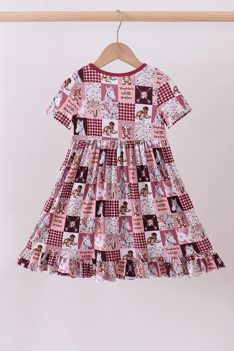 Pink checkered farm bamboo dress