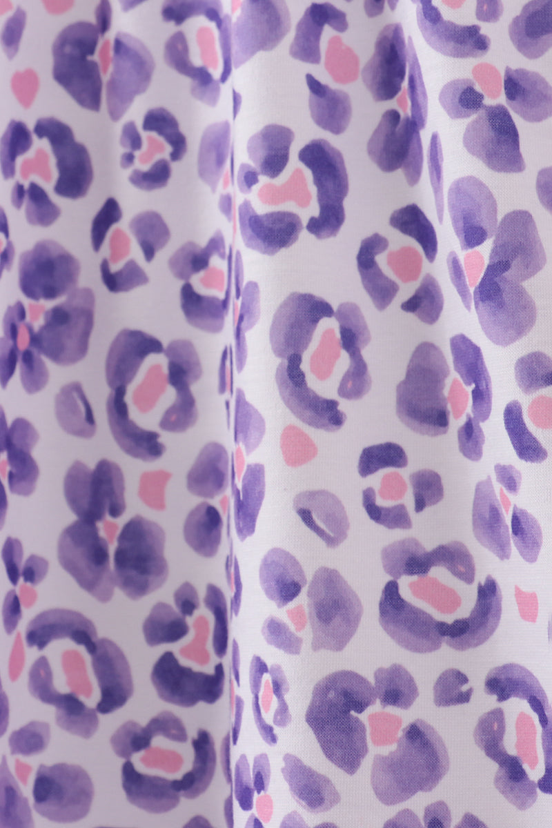 Purple leopard butterfly smocked dress