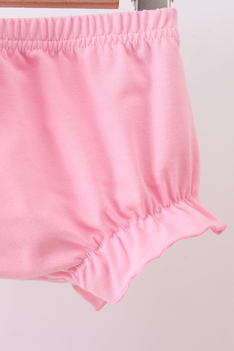 Pink bow hydrangea smocked bloomer set