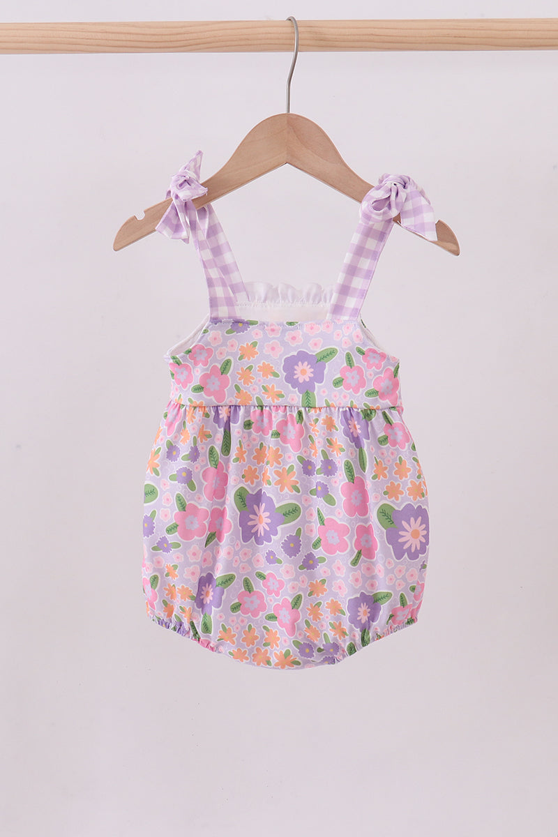 Purple floral Jesus loves me embroidery bubble