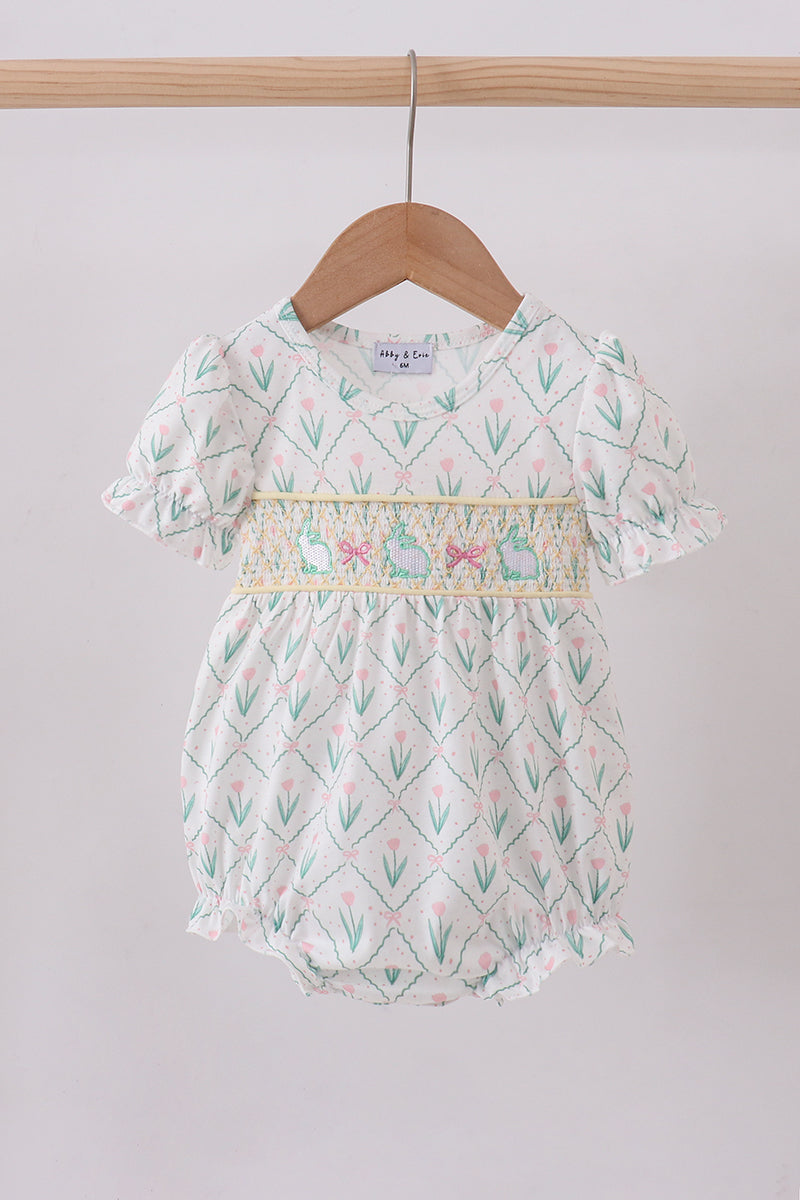 Bunny bow smocked bubble