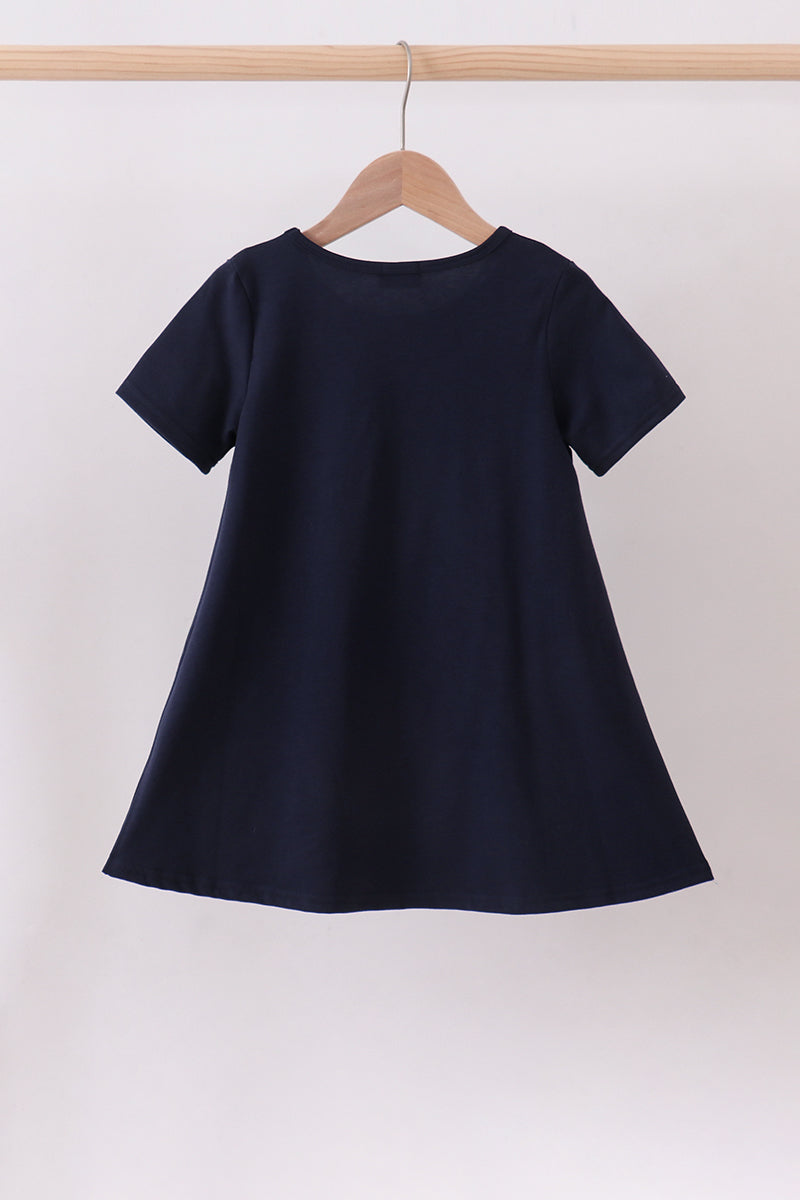 Navy baseball sequin dress