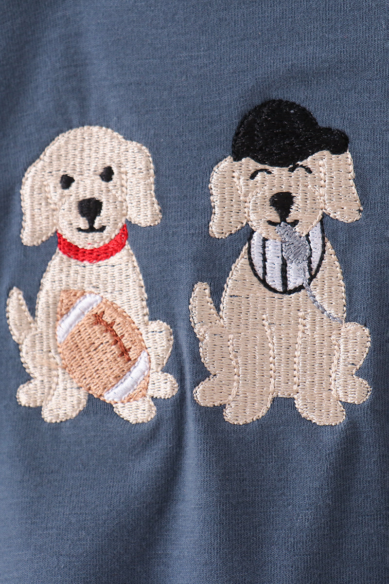 Navy puppy football applique jonjon