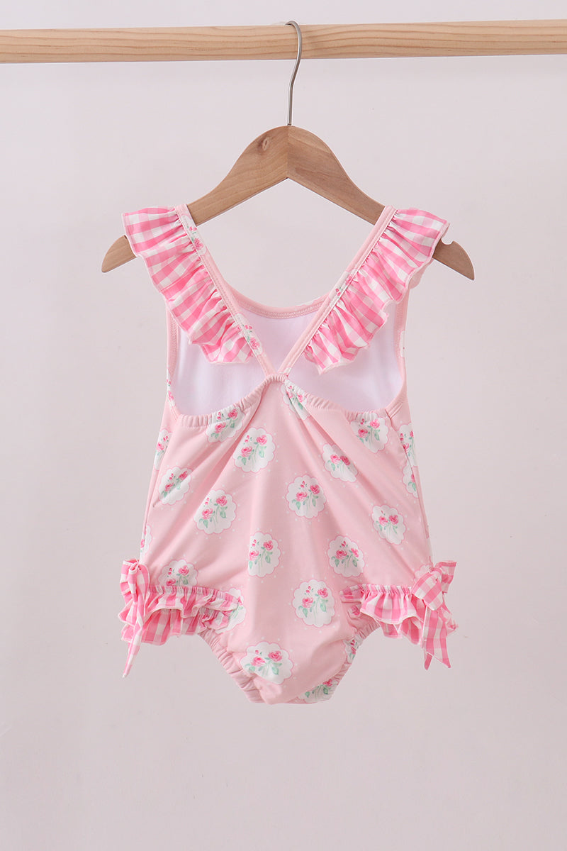 Pink rose ruffle swimsuit