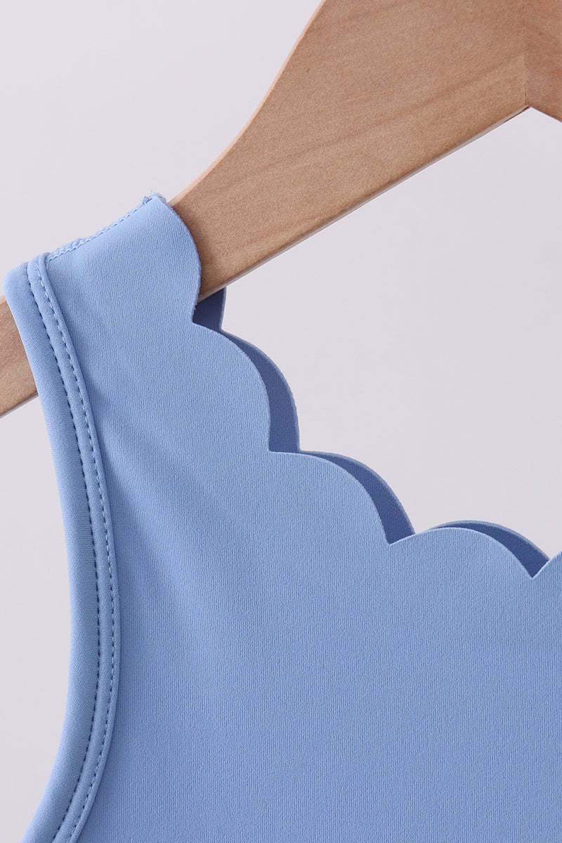 Blue active scalloped mom&me dress