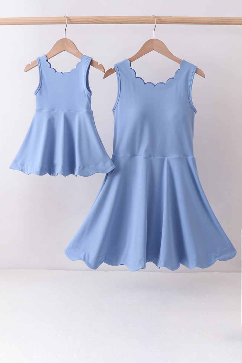 Blue active scalloped mom&me dress