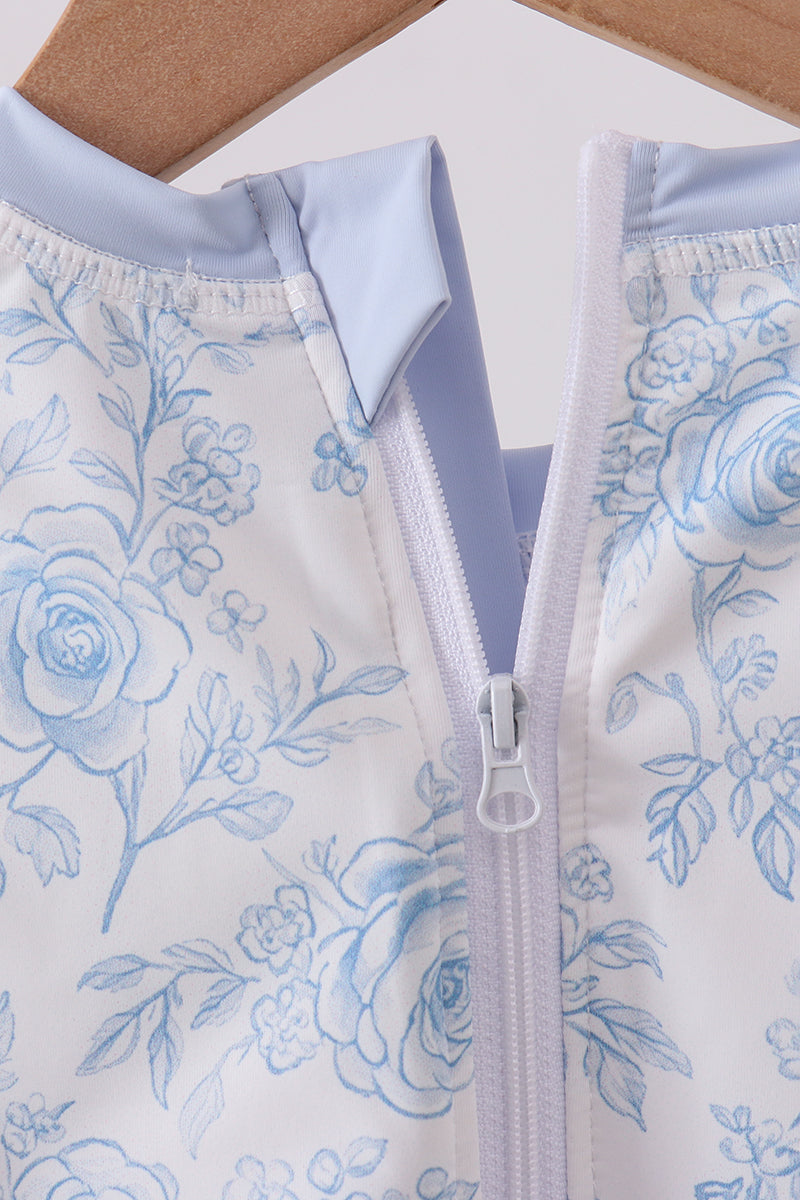 Blue whale applique rashguard