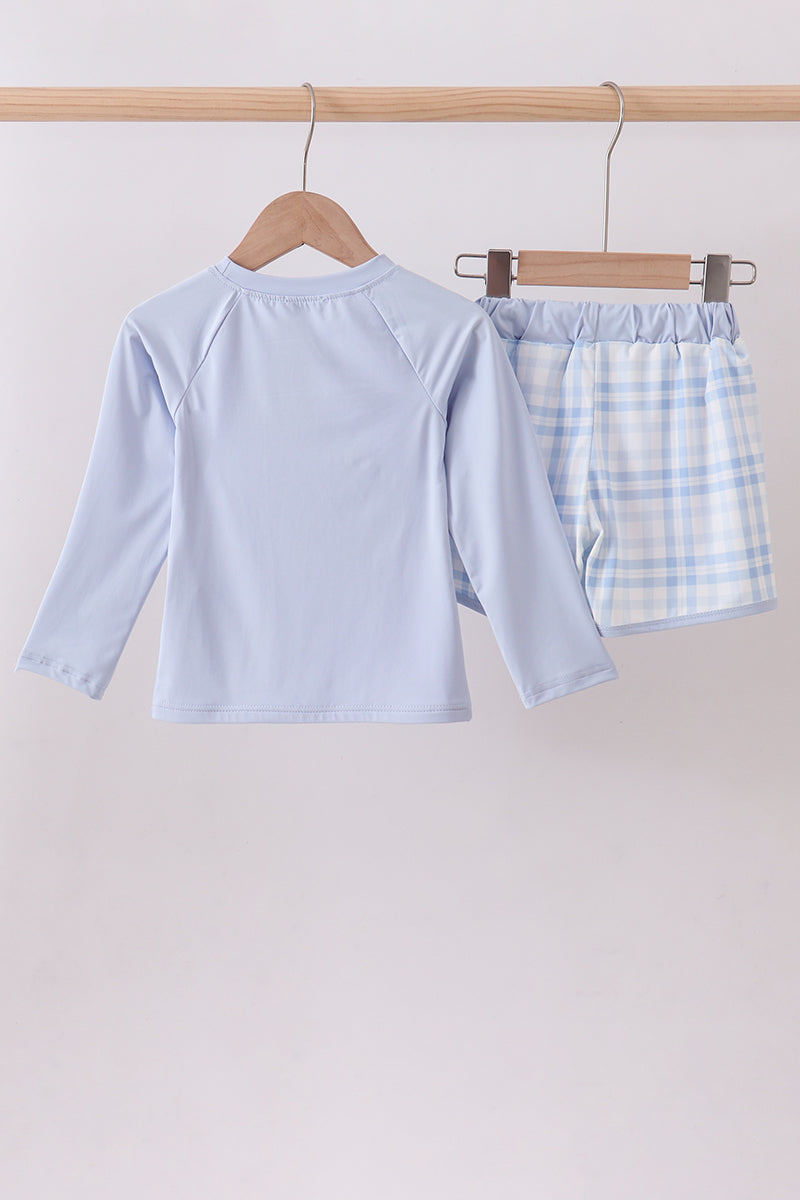 Blue whale applique 2pc swimsuit