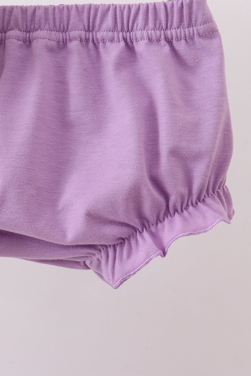 Purple floral smocked ruffle bloomer set