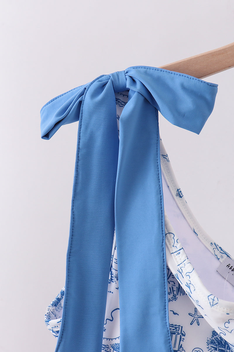 Blue beach sea women swimsuit set