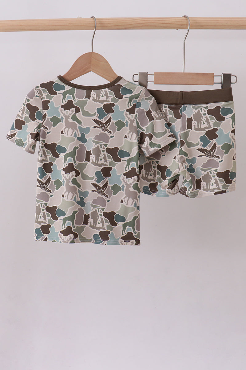 Camouflage duck print bamboo pajama set