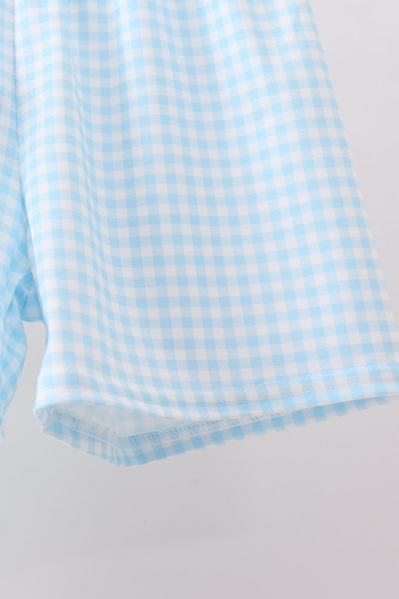 Green DADDY'S BOY embroidery gingham shorts set