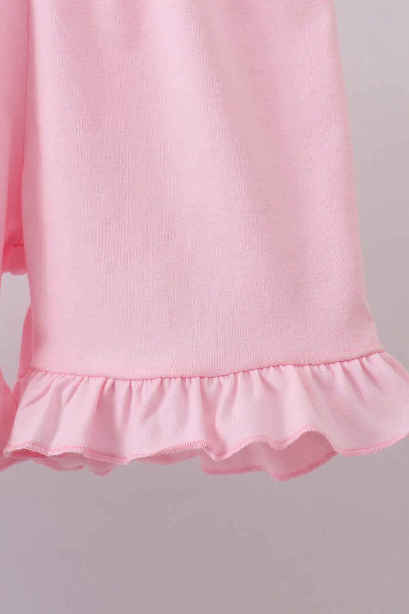 Blue crab embroidery seersucker ruffle shorts set