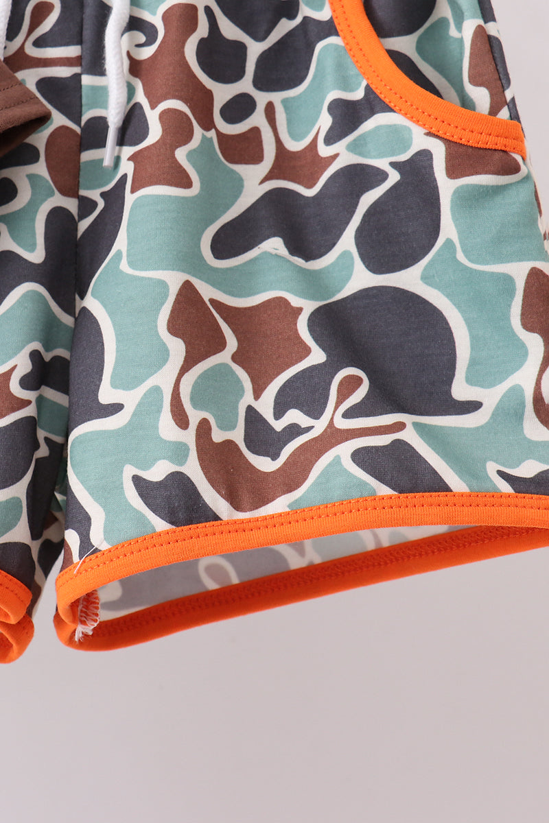 Camouflage hunting embroidery short set