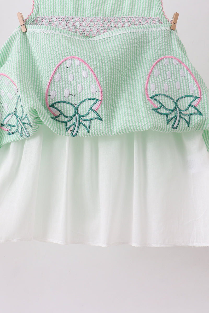 Green strawberry smocked dress