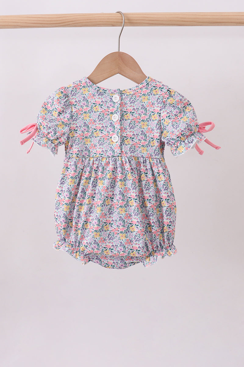 Summer garden smocked ruffle bubble