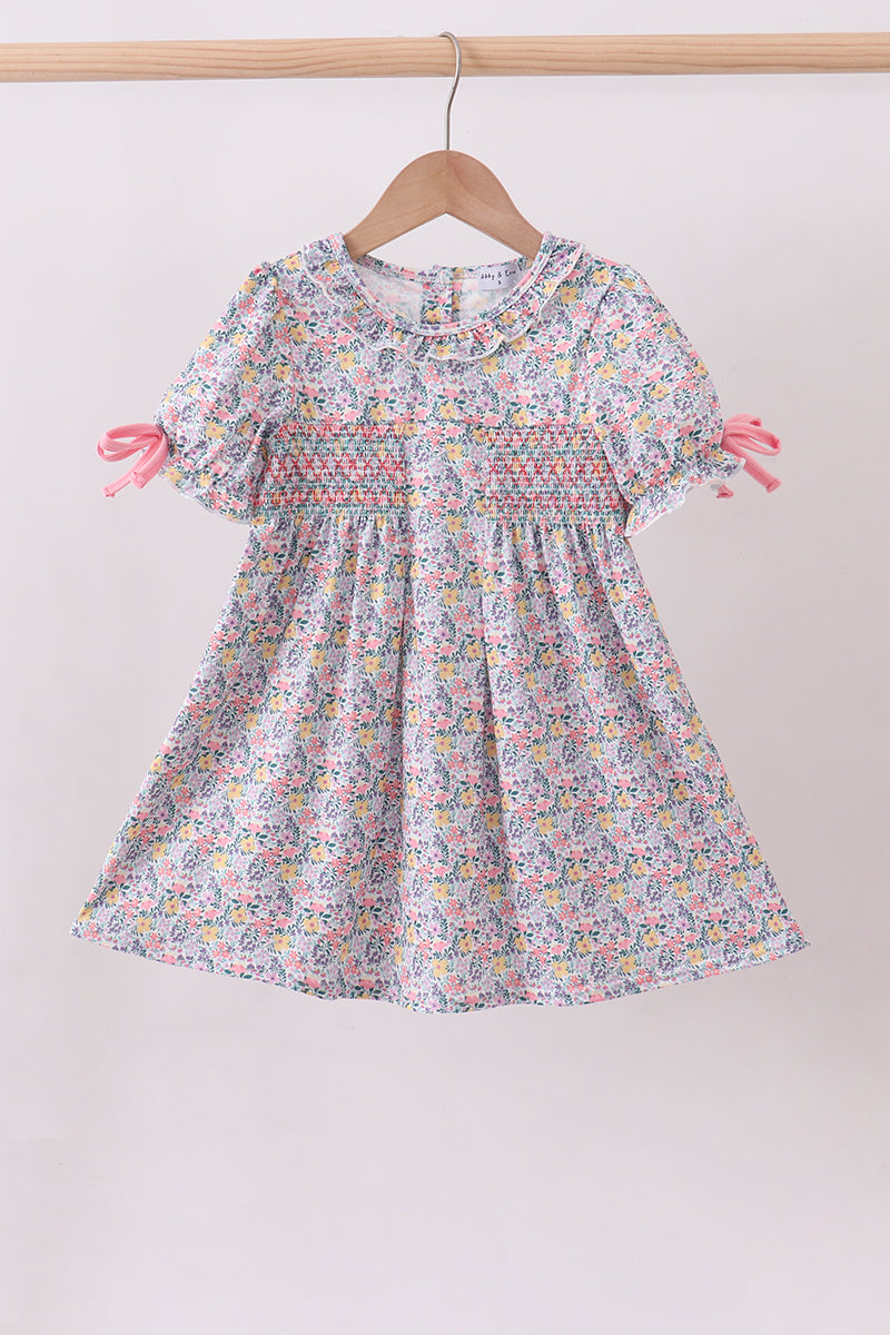 Summer garden smocked ruffle dress