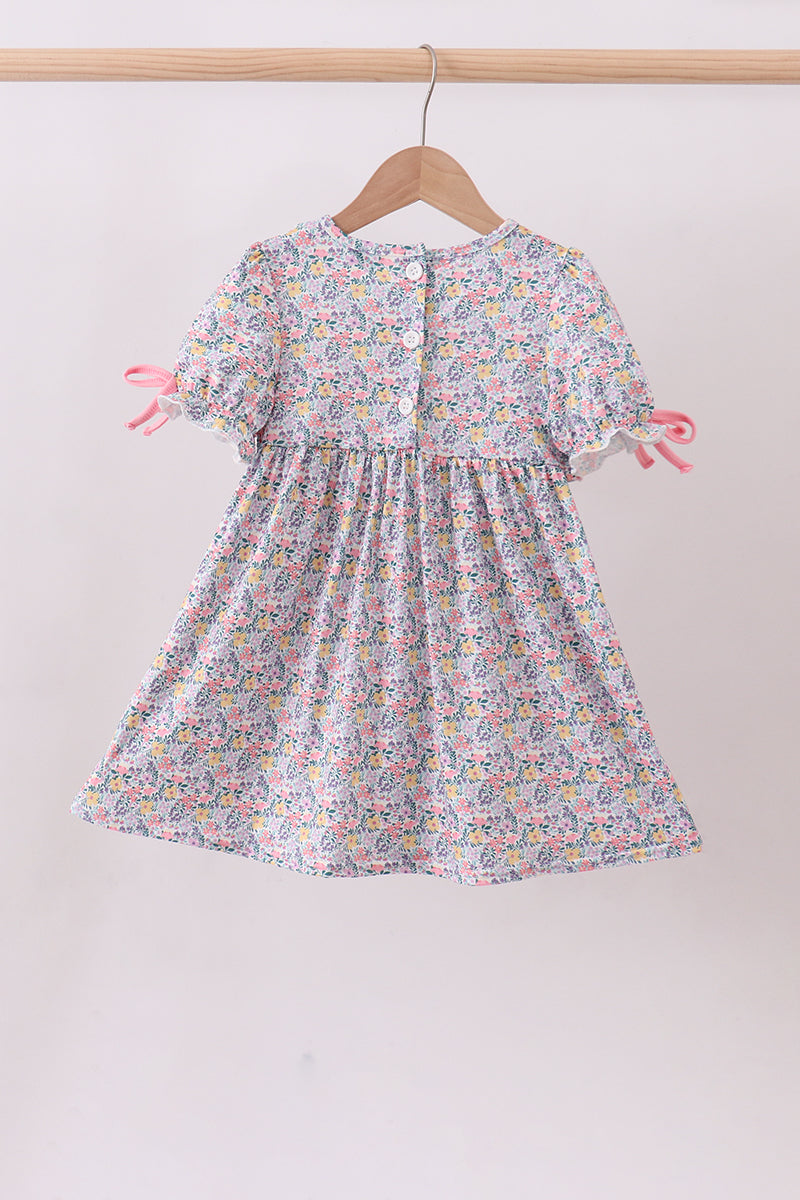 Summer garden smocked ruffle dress