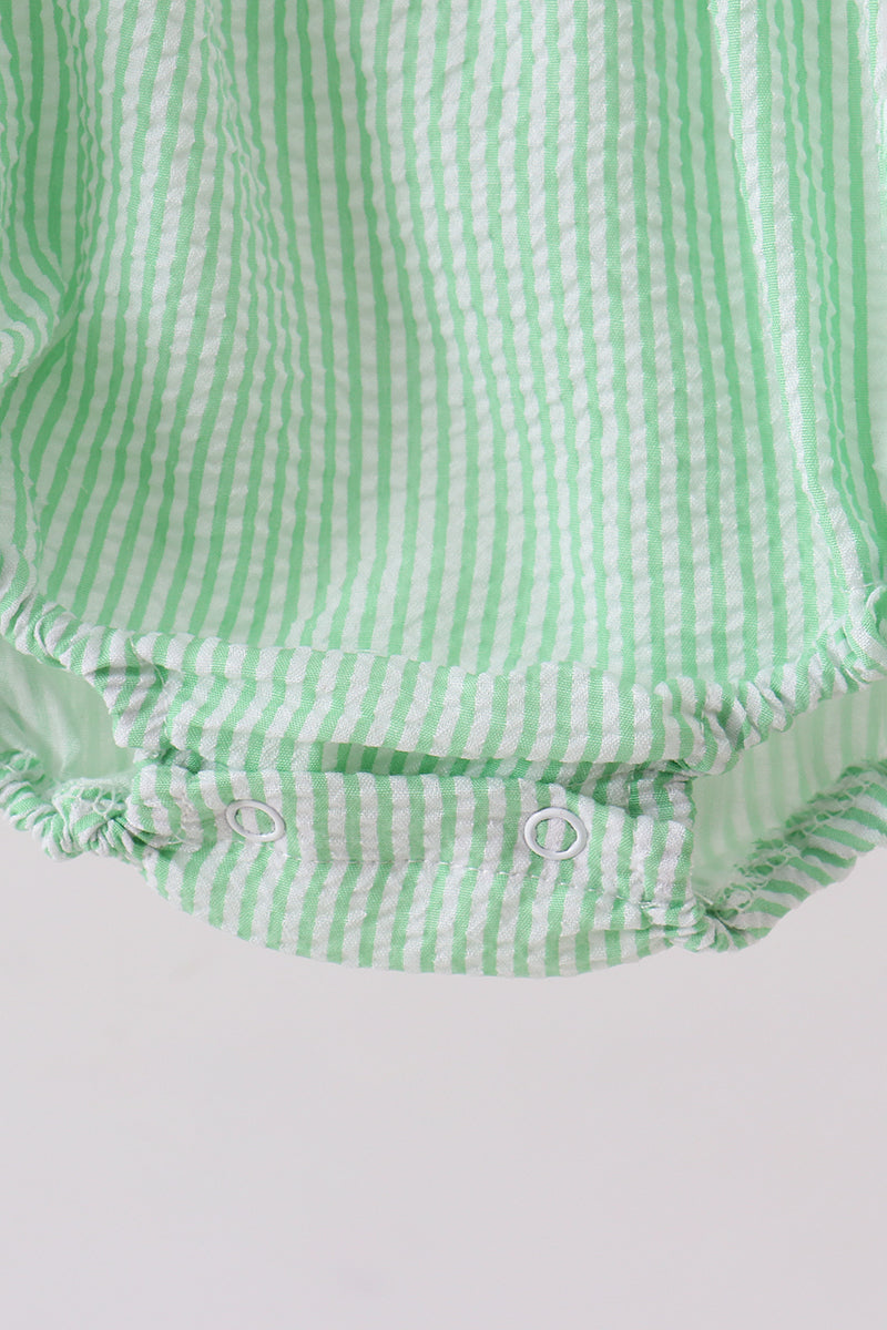 Pink seersucker ruffle bow bubble