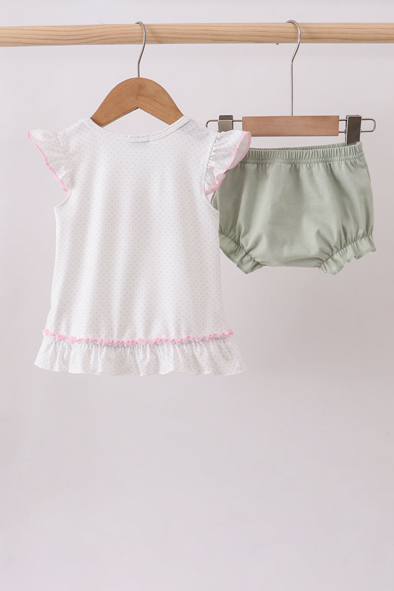 Dance angel embroidery ruffle bloomer set