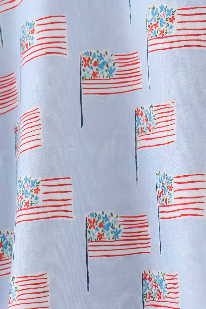 Blue fireworks embroidery skort set