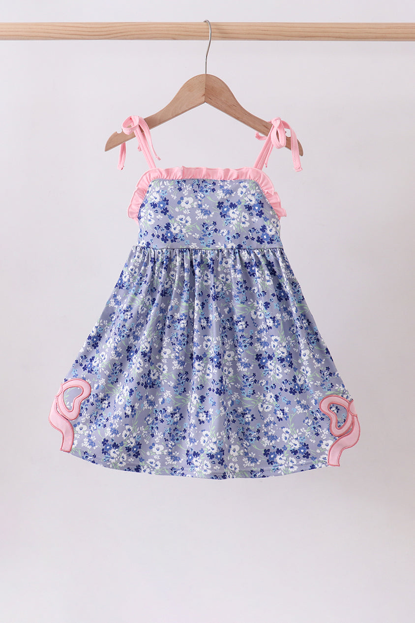 Blue floral bow dress