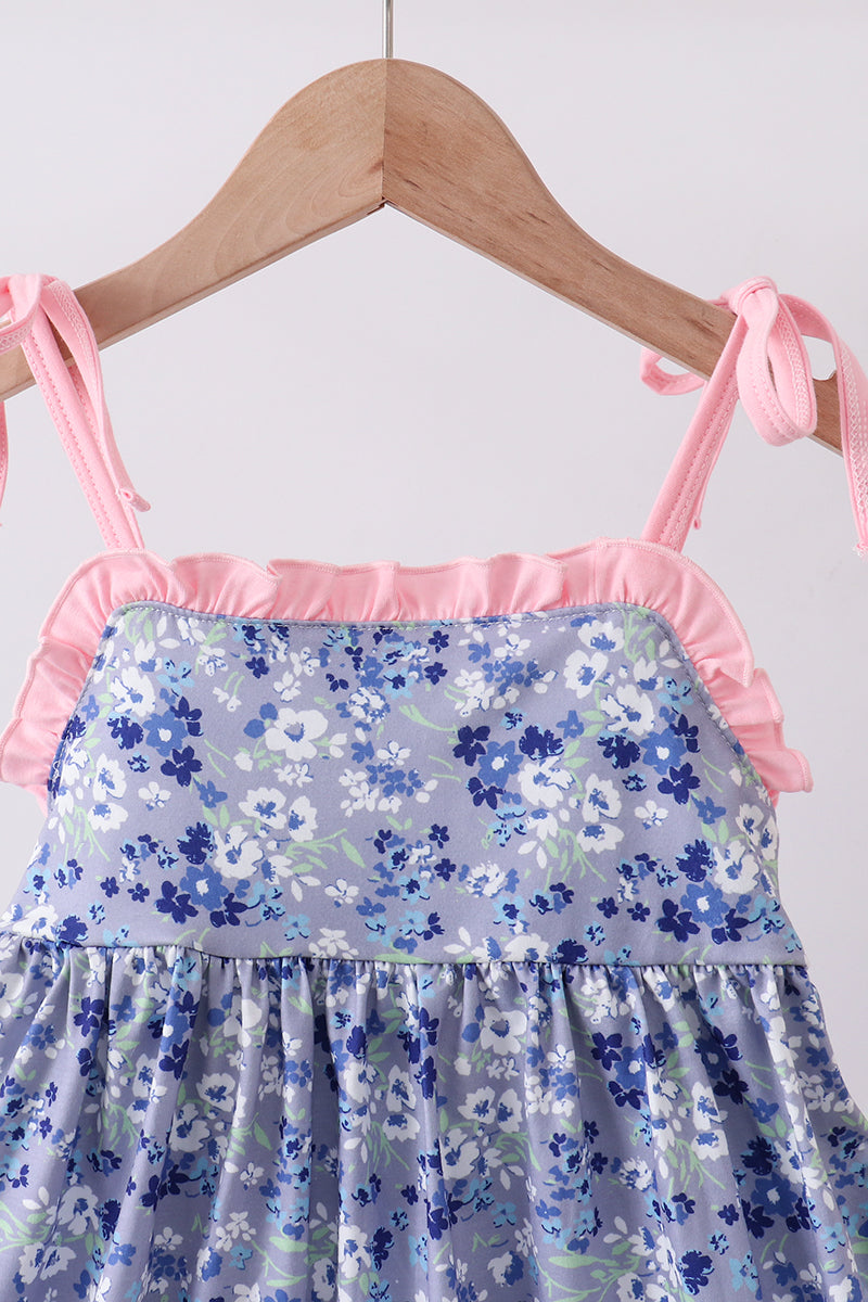 Blue floral bow dress