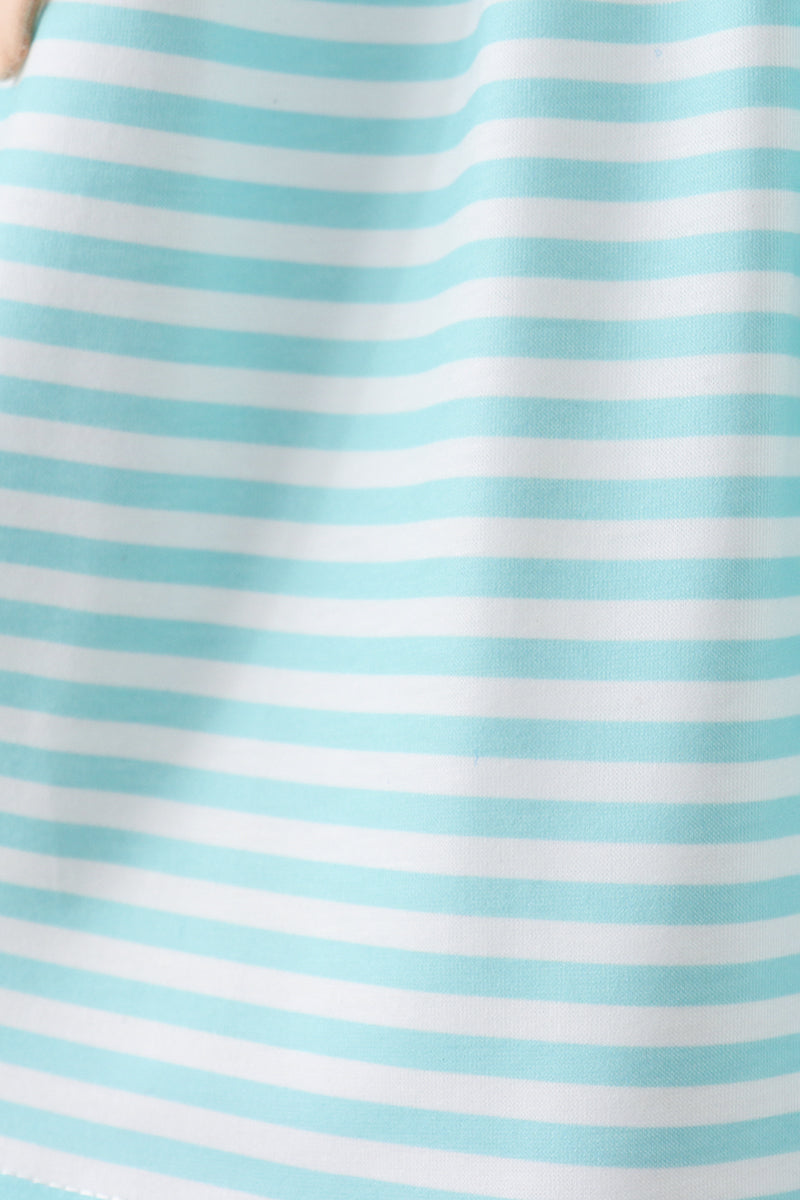 Mint marine creature smocked stripe ruffle dress